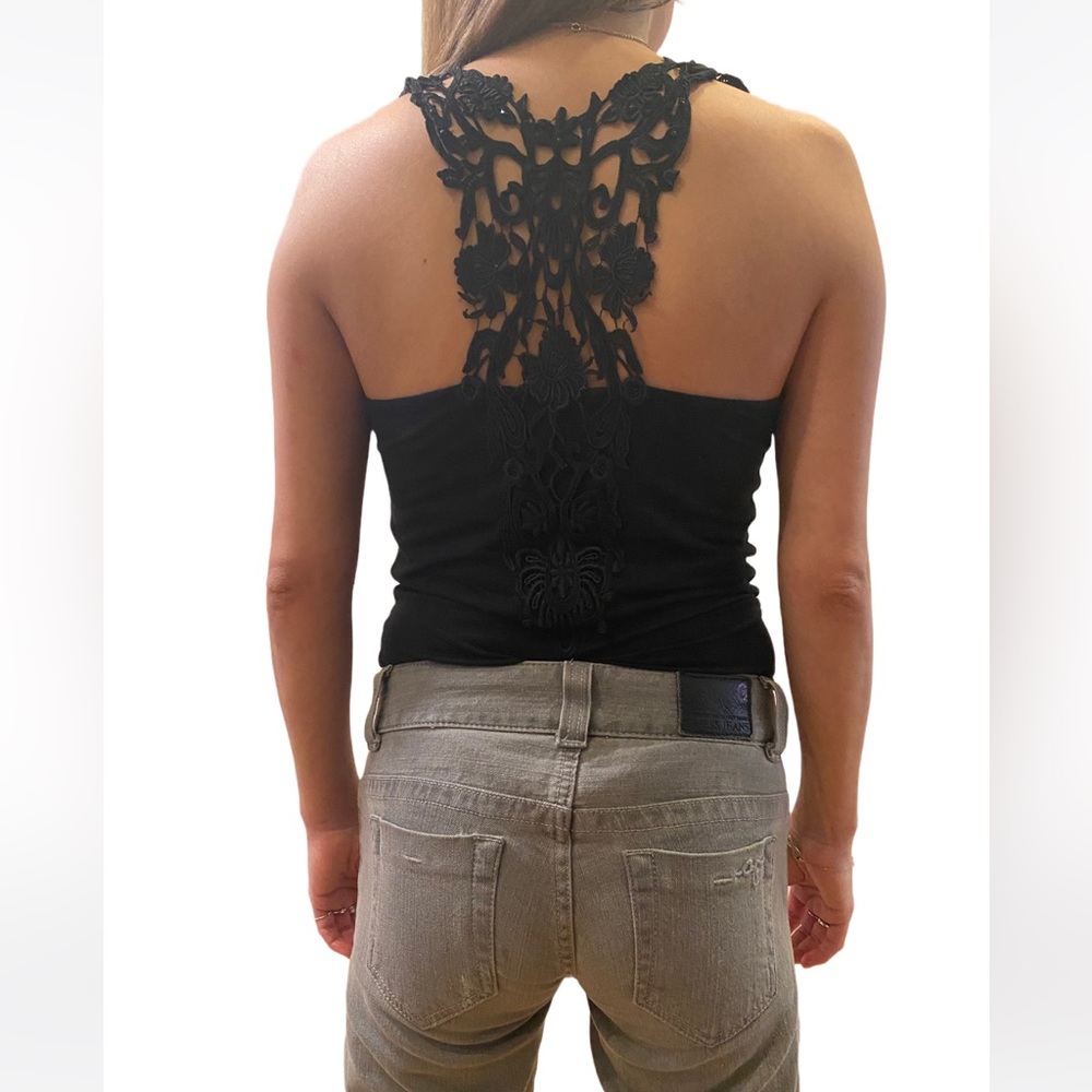 Black Tank with Lace Racer Back